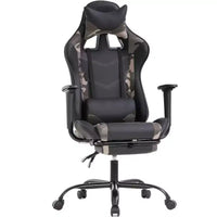 FDW Chaise de Bureau Gaming Fauteuil de Bureau Chaise de Direction Ergonomique en Cuir PU à Dossier Haut avec Support Lombaire et Repose-Pieds