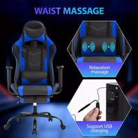 FDW Chaise de jeu de course, Chaises de jeu vidéo avec bureau d'ordinateur, Support lombaire et appui-tête en cuir PU, Siège pivotant à 360°
