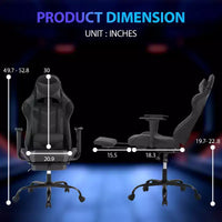 FDW Chaise de jeu de course, Chaises de jeu vidéo avec bureau d'ordinateur, Support lombaire et appui-tête en cuir PU, Siège pivotant à 360°