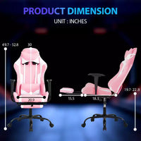 FDW Chaise de jeu de course, Chaises de jeu vidéo avec bureau d'ordinateur, Support lombaire et appui-tête en cuir PU, Siège pivotant à 360°