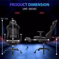 FDW Chaise de jeu de course, Chaises de jeu vidéo avec bureau d'ordinateur, Support lombaire et appui-tête en cuir PU, Siège pivotant à 360°