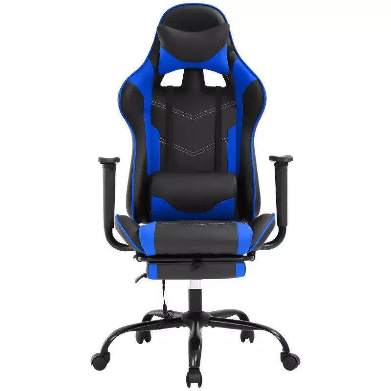 FDW Chaise de jeu de course, Chaises de jeu vidéo avec bureau d'ordinateur, Support lombaire et appui-tête en cuir PU, Siège pivotant à 360°
