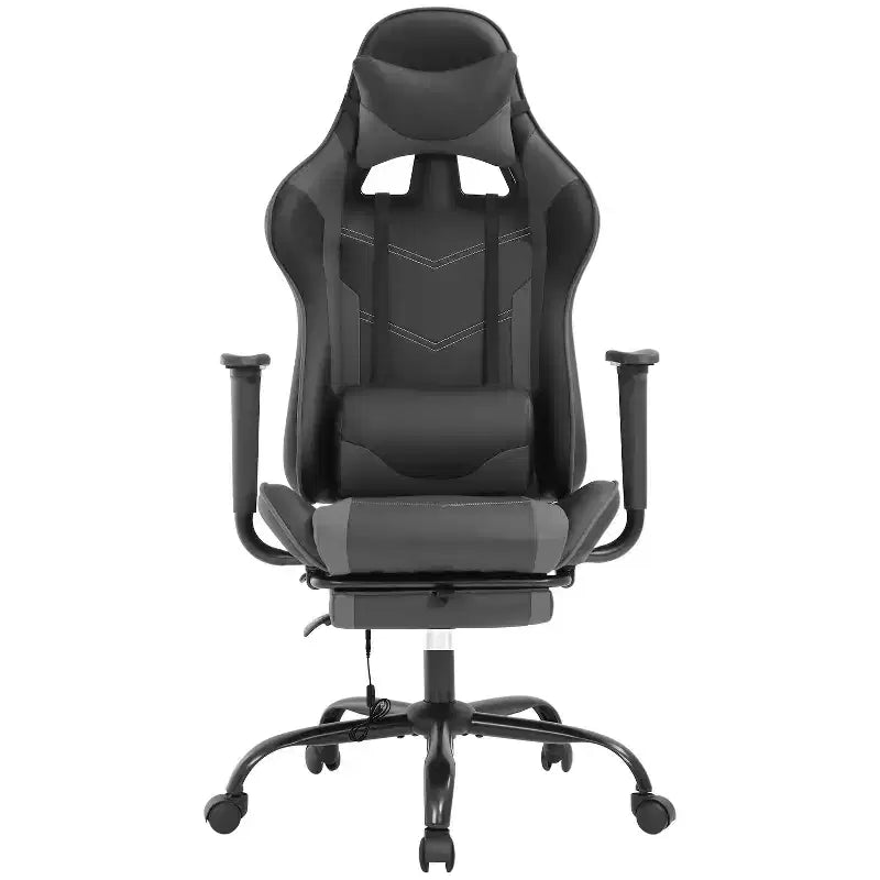 FDW Chaise de jeu de course, Chaises de jeu vidéo avec bureau d'ordinateur, Support lombaire et appui-tête en cuir PU, Siège pivotant à 360°