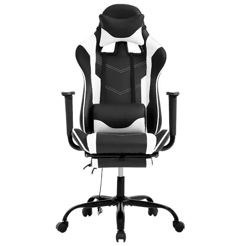 FDW Chaise de jeu de course, Chaises de jeu vidéo avec bureau d'ordinateur, Support lombaire et appui-tête en cuir PU, Siège pivotant à 360°