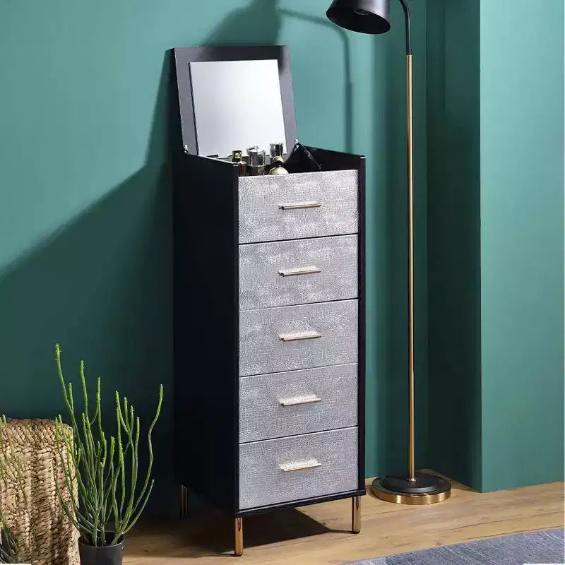 Armoires Myles 17 po - Acme Furniture : cadre métallique, rangement à bijoux 5 portes, sans montage requis