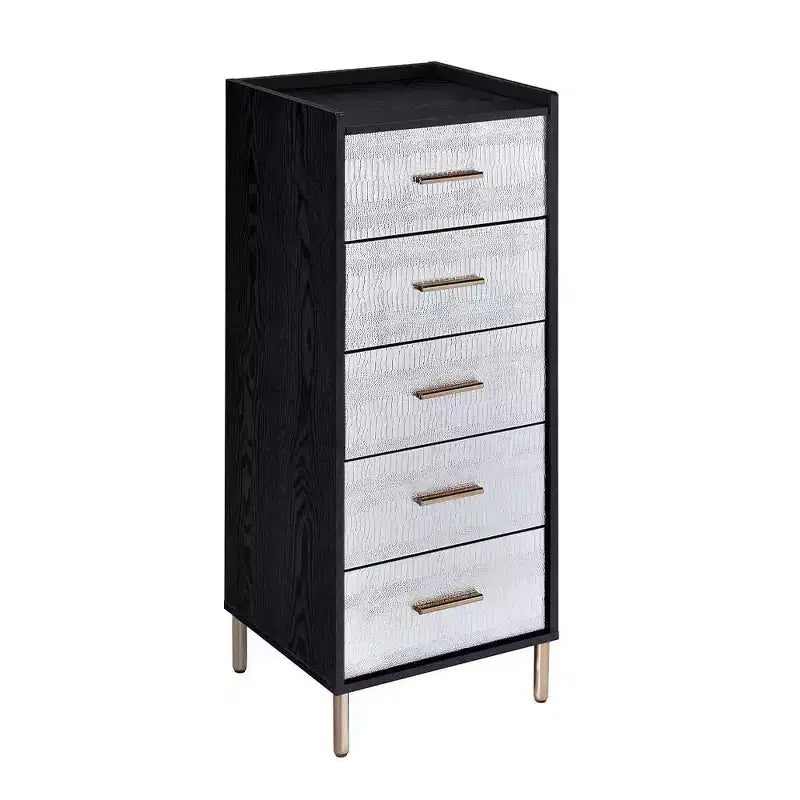 Armoires Myles 17 po - Acme Furniture : cadre métallique, rangement à bijoux 5 portes, sans montage requis