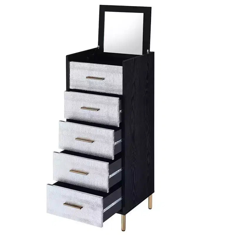 Armoires Myles 17 po - Acme Furniture : cadre métallique, rangement à bijoux 5 portes, sans montage requis
