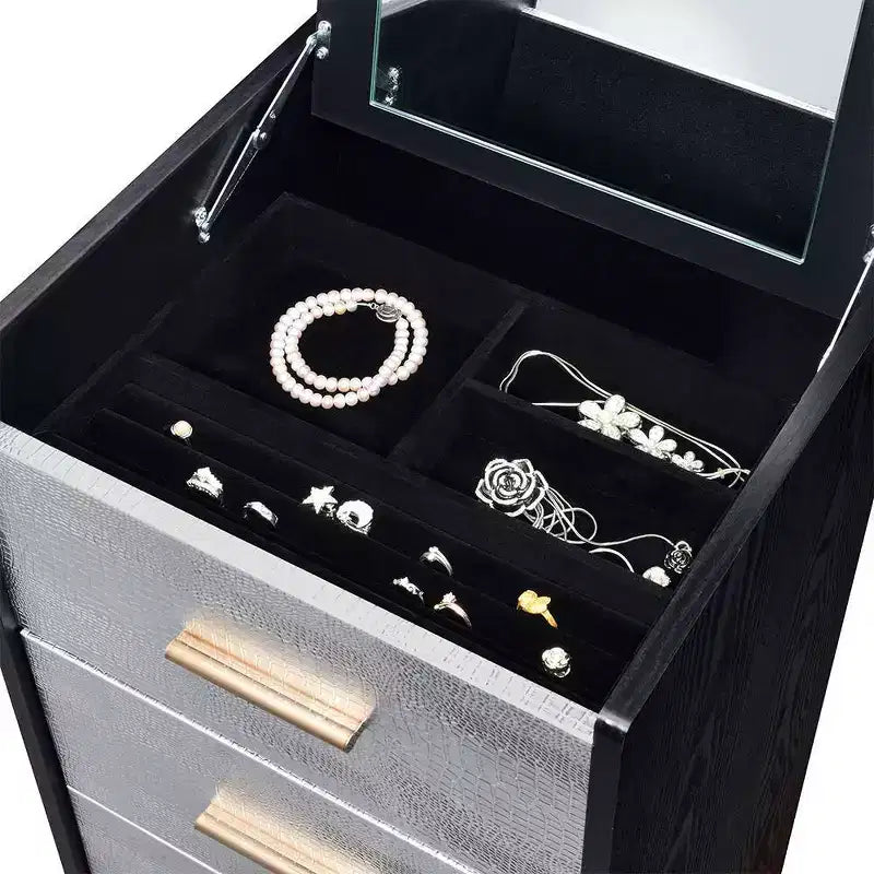 Armoires Myles 17 po - Acme Furniture : cadre métallique, rangement à bijoux 5 portes, sans montage requis