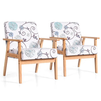 Gymax Lot de 2 fauteuils d'appoint rembourrés pour bureau à domicile avec bois – 25 x 26,5 x 32