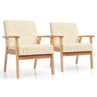 Gymax Lot de 2 fauteuils d'appoint rembourrés pour bureau à domicile avec bois – 25 x 26,5 x 32