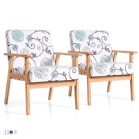 Gymax Lot de 2 fauteuils d'appoint rembourrés pour bureau à domicile avec bois – 25 x 26,5 x 32