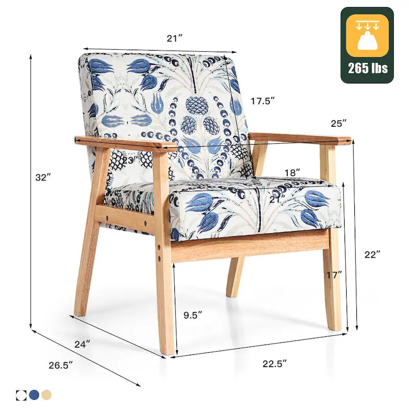 Gymax Lot de 2 fauteuils d'appoint rembourrés pour bureau à domicile avec bois – 25 x 26,5 x 32