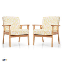 Gymax Lot de 2 fauteuils d'appoint rembourrés pour bureau à domicile avec bois – 25 x 26,5 x 32