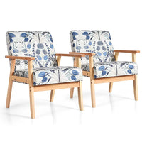 Gymax Lot de 2 fauteuils d'appoint rembourrés pour bureau à domicile avec bois – 25 x 26,5 x 32