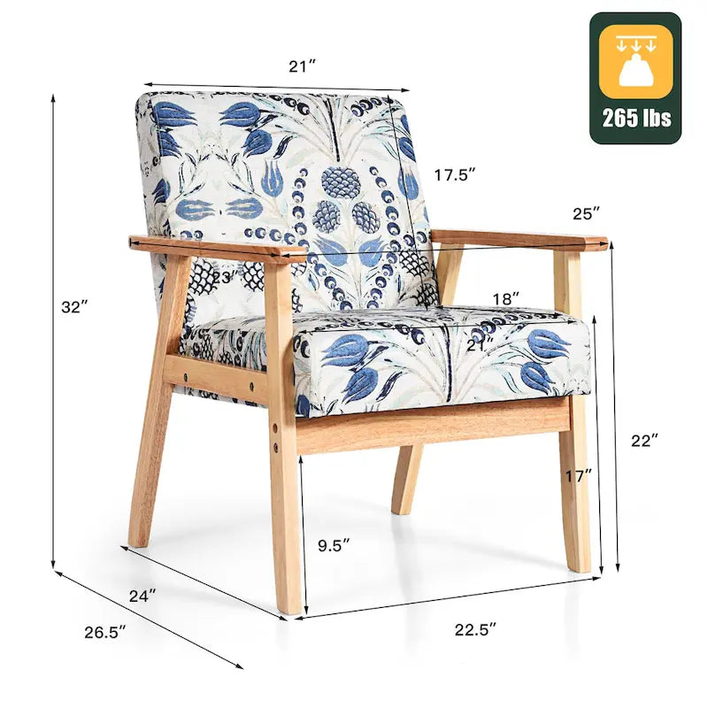 Gymax Lot de 2 fauteuils d'appoint rembourrés pour bureau à domicile avec bois – 25 x 26,5 x 32