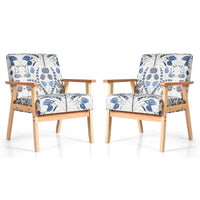 Gymax Lot de 2 fauteuils d'appoint rembourrés pour bureau à domicile avec bois – 25 x 26,5 x 32