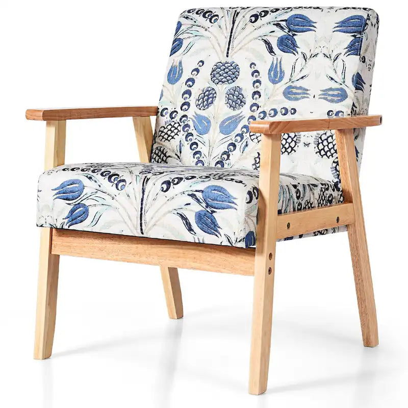 Gymax Lot de 2 fauteuils d'appoint rembourrés pour bureau à domicile avec bois – 25 x 26,5 x 32