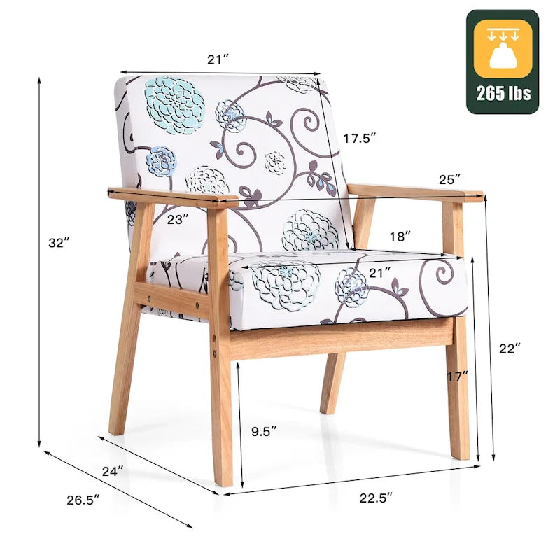 Gymax Lot de 2 fauteuils d'appoint rembourrés pour bureau à domicile avec bois – 25 x 26,5 x 32