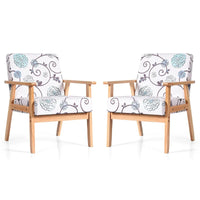 Gymax Lot de 2 fauteuils d'appoint rembourrés pour bureau à domicile avec bois – 25 x 26,5 x 32