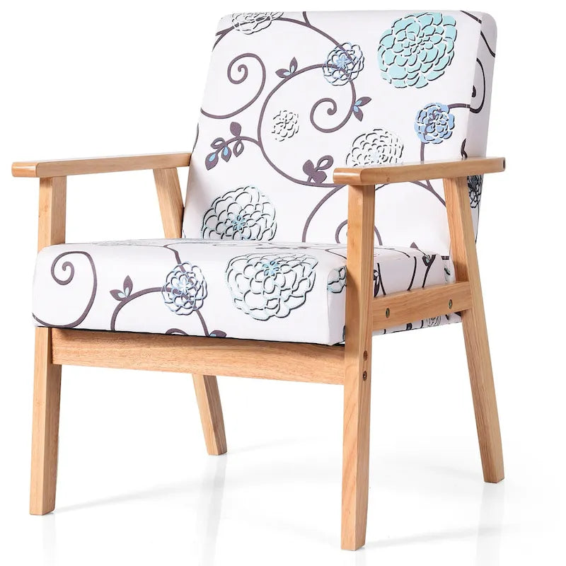 Gymax Lot de 2 fauteuils d'appoint rembourrés pour bureau à domicile avec bois – 25 x 26,5 x 32