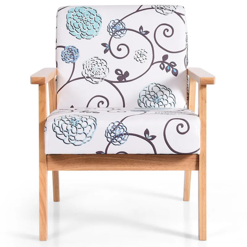 Gymax Lot de 2 fauteuils d'appoint rembourrés pour bureau à domicile avec bois – 25 x 26,5 x 32