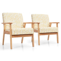 Gymax Lot de 2 fauteuils d'appoint rembourrés pour bureau à domicile avec bois – 25 x 26,5 x 32