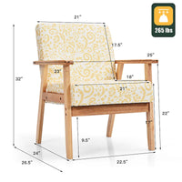 Gymax Lot de 2 fauteuils d'appoint rembourrés pour bureau à domicile avec bois – 25 x 26,5 x 32