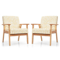 Gymax Lot de 2 fauteuils d'appoint rembourrés pour bureau à domicile avec bois – 25 x 26,5 x 32