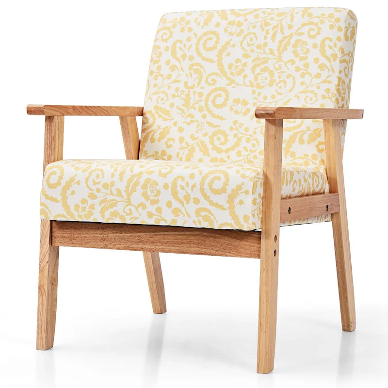 Gymax Lot de 2 fauteuils d'appoint rembourrés pour bureau à domicile avec bois – 25 x 26,5 x 32