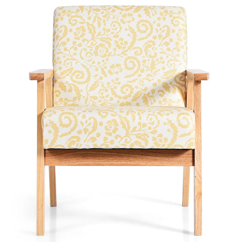 Gymax Lot de 2 fauteuils d'appoint rembourrés pour bureau à domicile avec bois – 25 x 26,5 x 32
