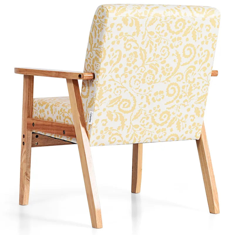 Gymax Lot de 2 fauteuils d'appoint rembourrés pour bureau à domicile avec bois – 25 x 26,5 x 32