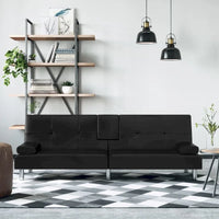 vidaXL Canapé-lit pliant avec porte-gobelets en similicuir - 78,7 x 35 x 27,6