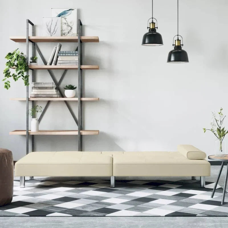 vidaXL Canapé-lit pliant avec porte-gobelets en similicuir - 78,7 x 35 x 27,6