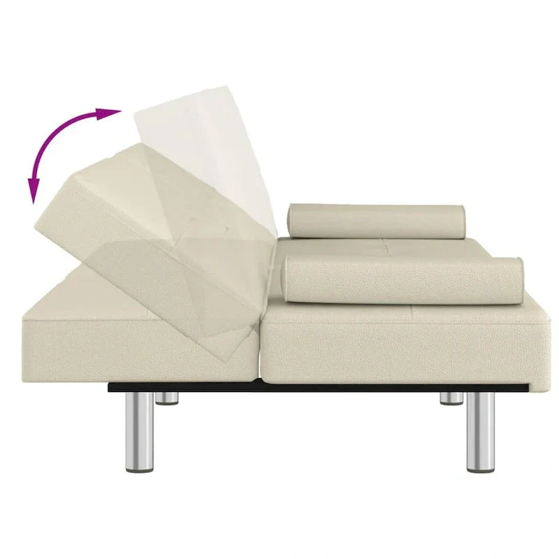 vidaXL Canapé-lit pliant avec porte-gobelets en similicuir - 78,7 x 35 x 27,6