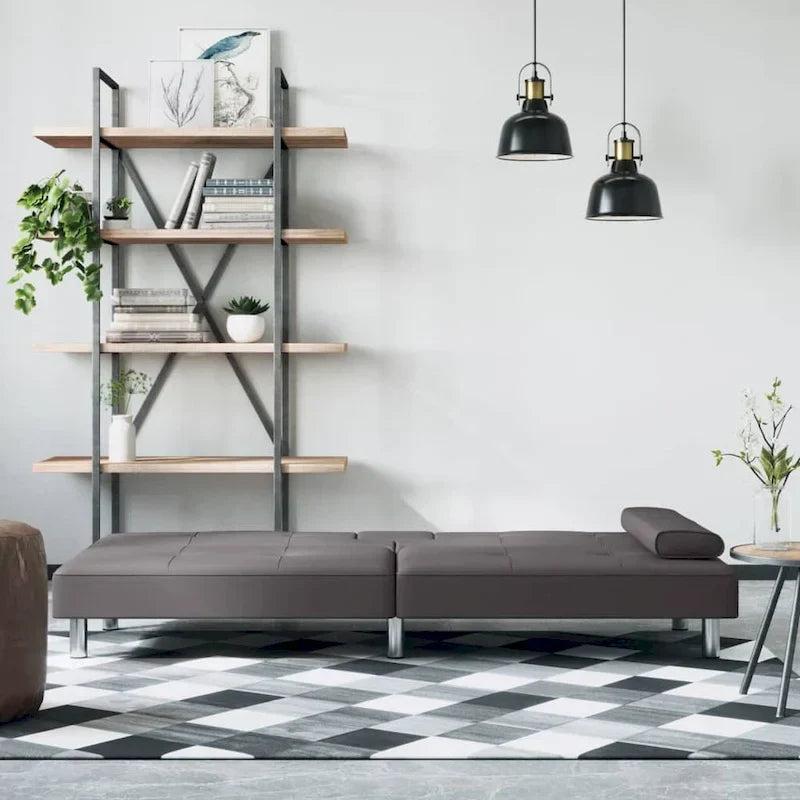 vidaXL Canapé-lit pliant avec porte-gobelets en similicuir - 78,7 x 35 x 27,6