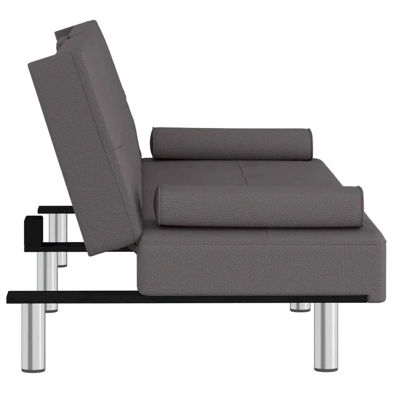 vidaXL Canapé-lit pliant avec porte-gobelets en similicuir - 78,7 x 35 x 27,6
