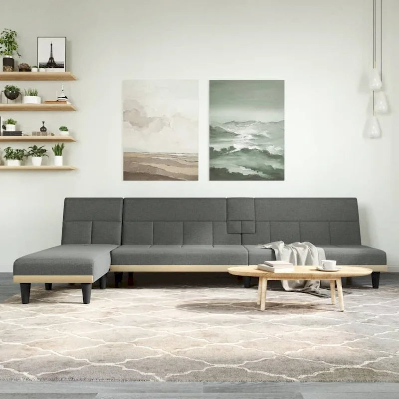 Canapé-lit d'angle vidaXL Gris foncé 255 x 140 x 70 cm Tissu - 255 x 140 x 70