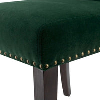 Chaises de salle à manger sans accoudoirs en velours avec clous décoratifs en bois 37 Vert et marron Lot de 2