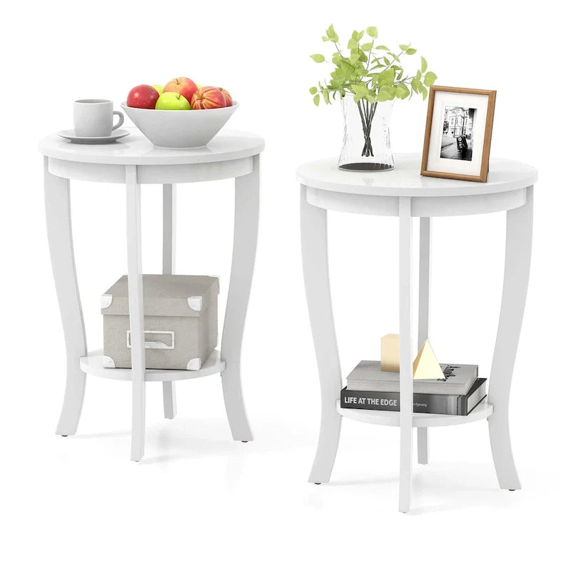 Costway Lot de 2 tables de bout à 2 étages, rondes, compactes, pour canapé ou chevet de 45 cm – Voir détails