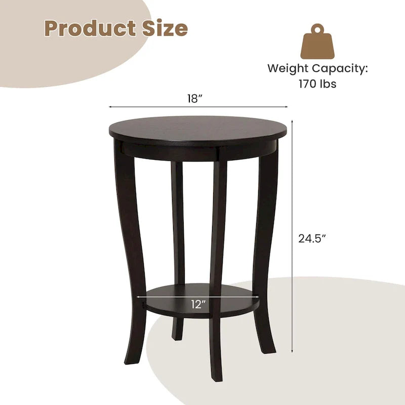 Costway Lot de 2 tables de bout à 2 étages, rondes, compactes, pour canapé ou chevet de 45 cm – Voir détails