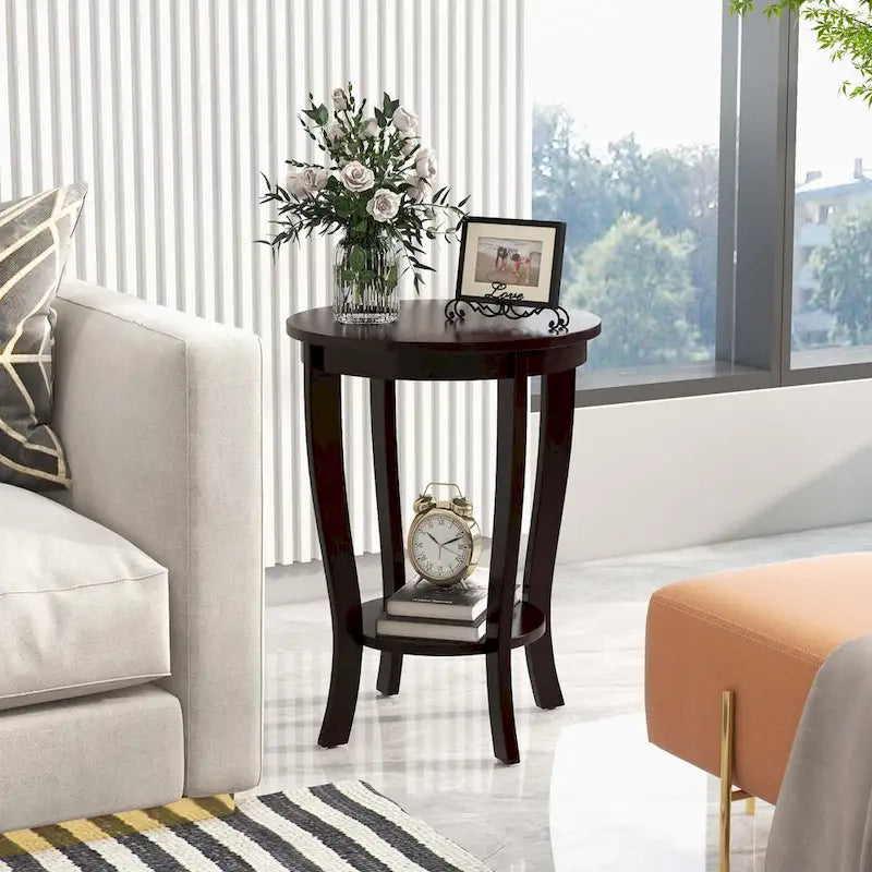 Costway Lot de 2 tables de bout à 2 étages, rondes, compactes, pour canapé ou chevet de 45 cm – Voir détails