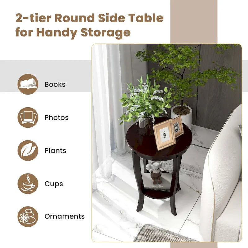 Costway Lot de 2 tables de bout à 2 étages, rondes, compactes, pour canapé ou chevet de 45 cm – Voir détails