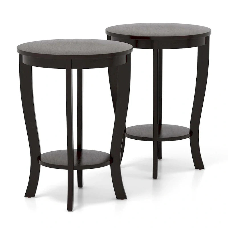Costway Lot de 2 tables de bout à 2 étages, rondes, compactes, pour canapé ou chevet de 45 cm – Voir détails