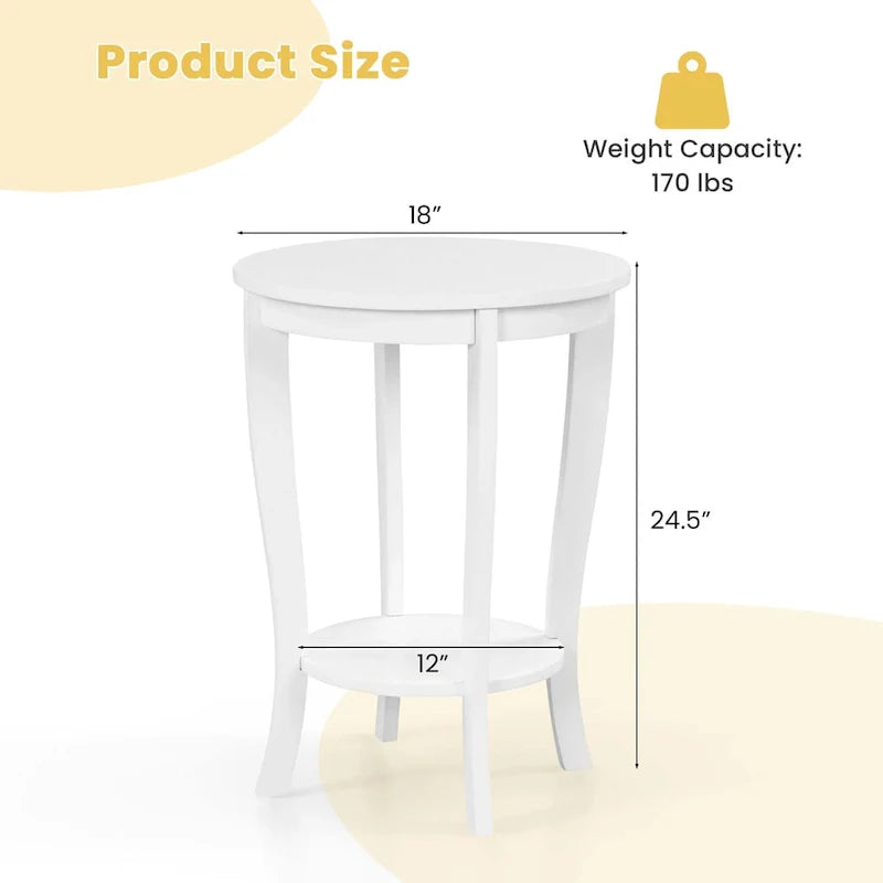 Costway Lot de 2 tables de bout à 2 étages, rondes, compactes, pour canapé ou chevet de 45 cm – Voir détails