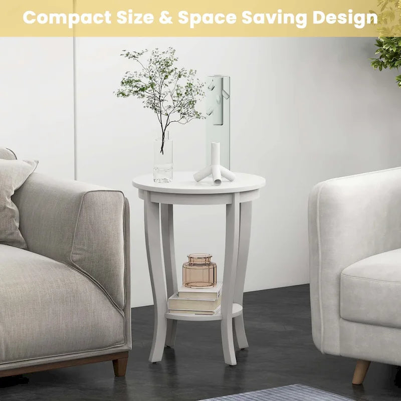 Costway Lot de 2 tables de bout à 2 étages, rondes, compactes, pour canapé ou chevet de 45 cm – Voir détails