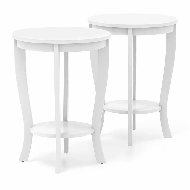 Costway Lot de 2 tables de bout à 2 étages, rondes, compactes, pour canapé ou chevet de 45 cm – Voir détails