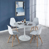 Ensemble table à manger ronde pour 4 personnes, table à manger moderne 5 pièces avec 4 chaises