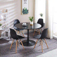 Ensemble table à manger ronde pour 4 personnes, table à manger moderne 5 pièces avec 4 chaises