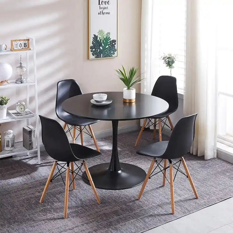 Ensemble table à manger ronde pour 4 personnes, table à manger moderne 5 pièces avec 4 chaises