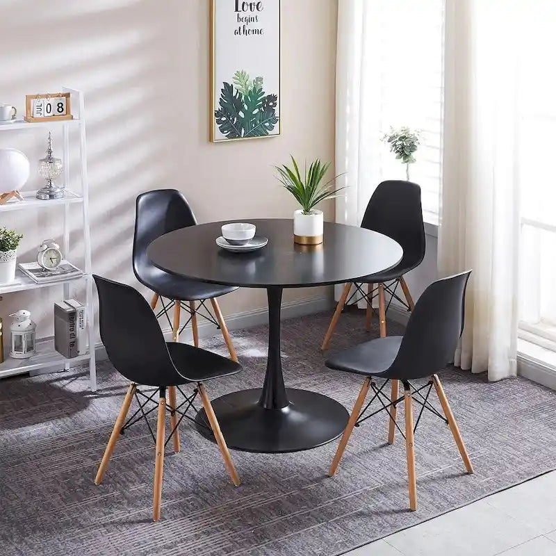 Ensemble table à manger ronde pour 4 personnes, table à manger moderne 5 pièces avec 4 chaises